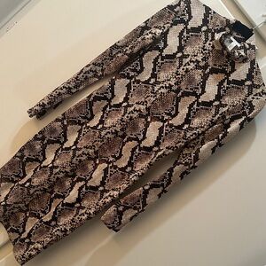 Leith Snake Print Midi Dress - Brown and Black